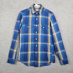 Wallace & Barnes Men’s Plaid Button Up Long Sleeve Casual Flannel Shirt Sz XS